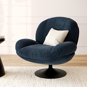 Fauteuil pivotant en tissu effet velours bleu nuit - ricci