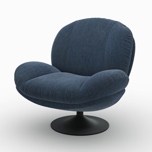 Fauteuil pivotant en tissu effet velours bleu nuit - ricci