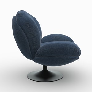 Fauteuil pivotant en tissu effet velours bleu nuit - ricci