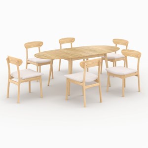 Table et chaises en bois clair 6 personnes - eddy