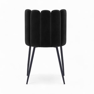 Table et chaises 4 personnes en velours et bois noir - oman