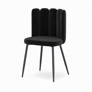 Table et chaises 4 personnes en velours et bois noir - oman