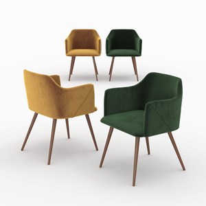 Pack 4 chaises en velours jaune et vert - daisy