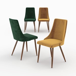 Pack 4 chaises en velours jaune et vert - vinni