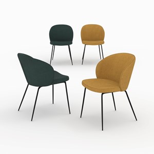 Pack 4 chaises en tissu bouclé jaune et vert - groom