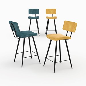 Pack 4 chaises pour îlot central bleues et jaunes 66 cm - texas