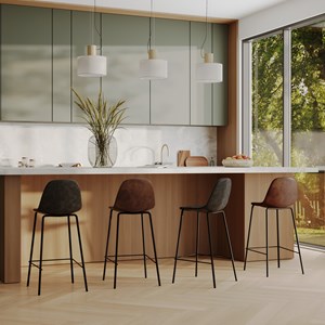 Pack 4 chaises pour îlot central marron et gris&nbsp;noir 65 cm - henrik