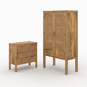 Ensemble commode et armoire en bois - tiki