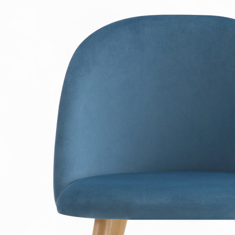 Rendez-vous Déco - Pack 4 chaises en velours bleu foncé et bleu - cozy