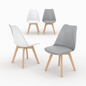 Pack 4 chaises gris clair et blanches - skandi