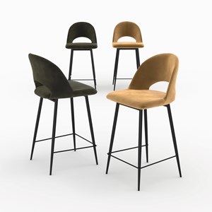 Pack 4 chaises pour îlot central en velours vert et jaune 65 cm - pénélope