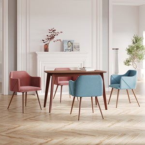 Pack 4 chaises en velours bleu et rose - daisy