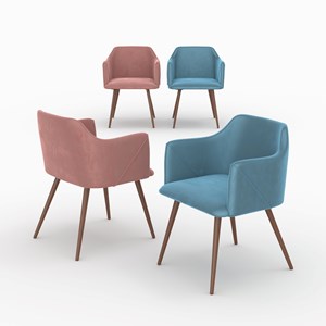 Pack 4 chaises en velours bleu et rose - daisy