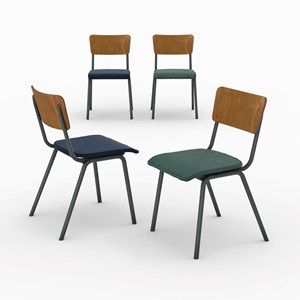 Pack 4 chaises en velours bleu et vert - nico