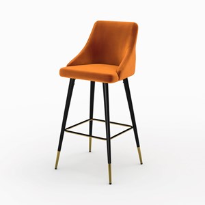 Pack 4 chaises de bar en velours orange et jaune 77,5 cm - aristote