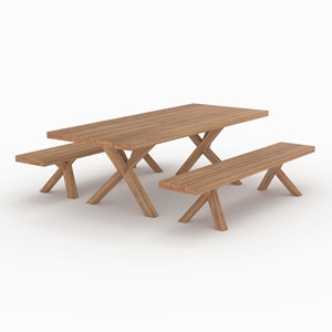 Table et bancs de jardin 10 personnes en bois - soraya