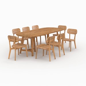 Table et chaises de jardin 8 personnes en bois - bora