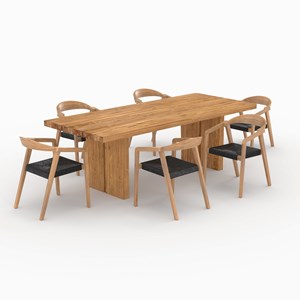 Table et chaises de jardin 6 personnes en bois - siam