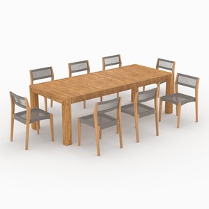 Table et chaises de jardin 8 personnes en bois - zia