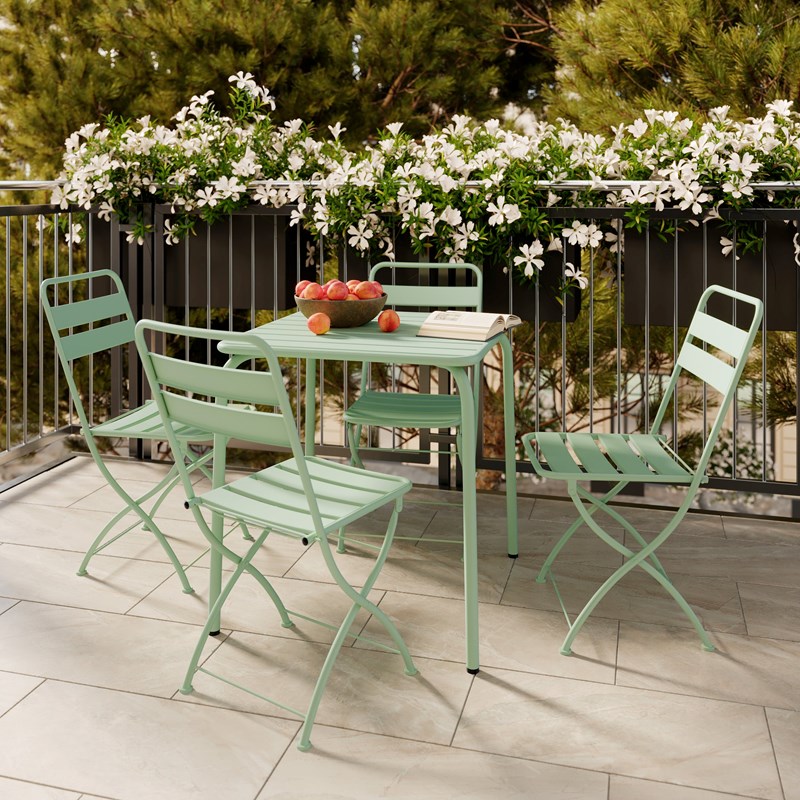 Table et chaises de jardin 4 personnes en métal vert - yumi