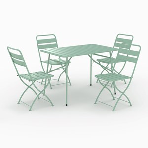 Table et chaises de jardin pliantes 4 personnes en métal vert - yumi