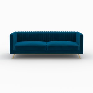 Ensemble canapé et fauteuil en velours bleu 3 places - gatsby