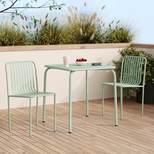 Table et chaises de jardin en métal vert 2 personnes - yumi