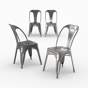 Pack 4 chaises industrielles en métal gris - indus