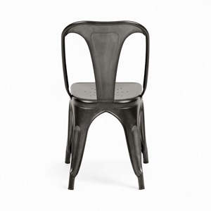 Pack 4 chaises industrielles en métal gris - indus