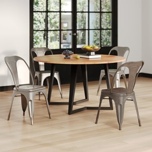 Pack 4 chaises industrielles en métal gris - indus