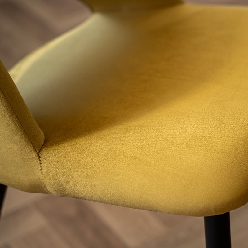 Pack 4 chaises en velours jaune - pénélope