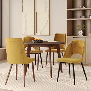 Pack 4 chaises en velours jaune - pénélope