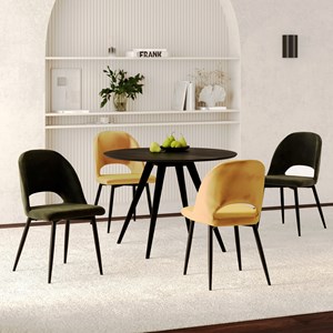 Pack 4 chaises en velours jaune et vert - pénélope