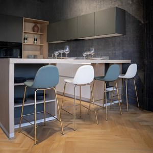 Pack 4 chaises pour îlot central blanches et vertes 65 cm - henrik