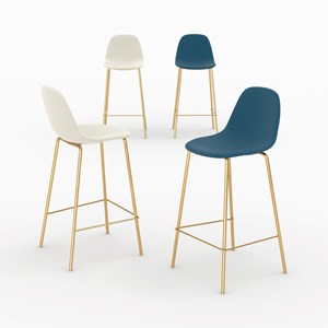 Pack 4 chaises pour îlot central blanches et bleues 65 cm - henrik
