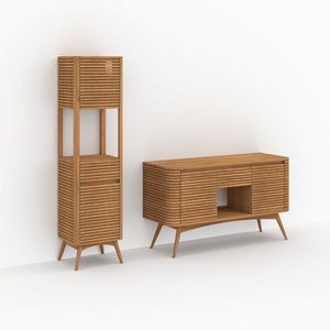 Ensemble de salle de bain en bois de teck 140 cm avec une niche - auguste