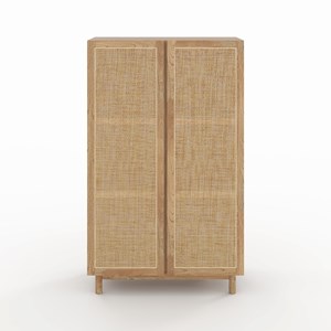 Armoire en bois massif de mindi et rotin - delya