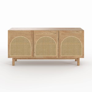 Buffet en bois massif de mindi et rotin - delya