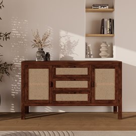Buffet en bois de manguier et cannage - tiki