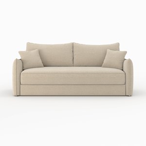 Canapé convertible 3 places en tissu effet lin beige - céleste