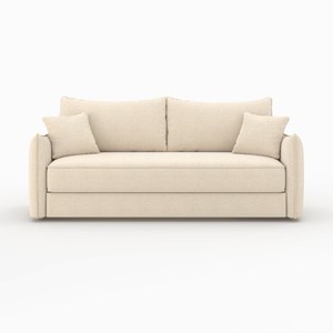 Canapé convertible 3 places en tissu effet lin blanc cassé - céleste