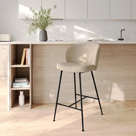 Chaise de bar en tissu bouclé beige 66 cm - groom