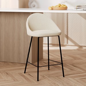 Chaise pour îlot central effet laine bouclette blanche 65 cm - misty