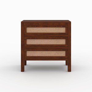 Commode en bois de manguier et cannage - tiki