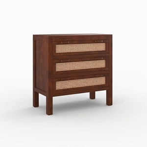 Commode en bois de manguier et cannage - tiki