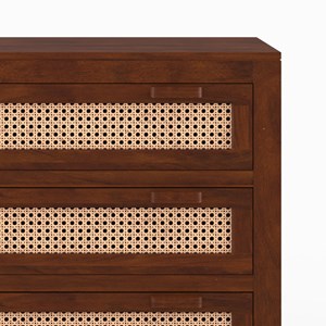 Commode en bois de manguier et cannage - tiki