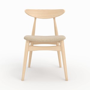 Lot de 2 chaises en tissu beige et bois d'hévéa - josette