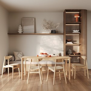 Lot de 2 chaises en tissu beige et bois d'hévéa - josette