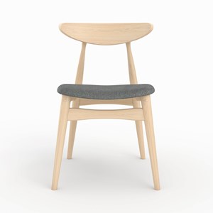 Lot de 2 chaises en tissu gris et bois d'hévéa - josette