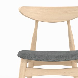 Lot de 2 chaises en tissu gris et bois d'hévéa - josette